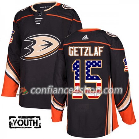 Adidas Maillot de Hockey Anaheim Ducks Ryan Getzlaf 15 2017-2018 Noir USA Flag Fashion Authentic - Enfant